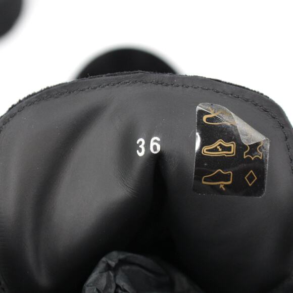 Moncler Patty Black Velvet Leather Trim Lace Up Tie Combat Boots 36 Ankle Bootie - Picture 4 of 9